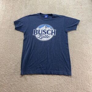Brew City Busch Latte Shirt Mens Medium Blue Short Sleeve Graphic Tee Beer